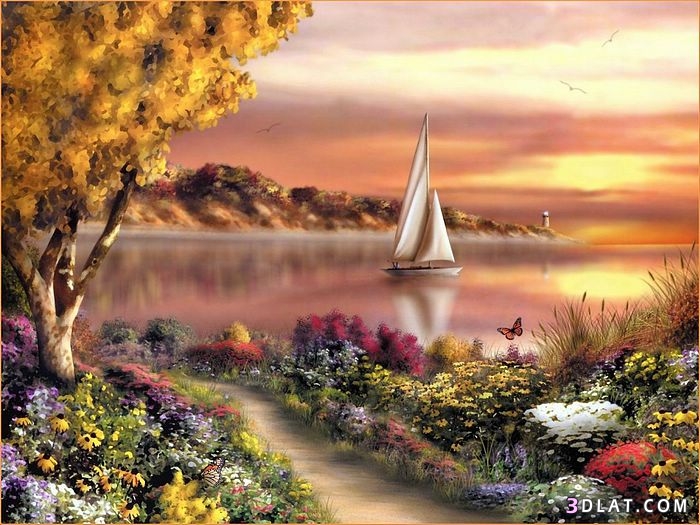 صور مناظر طبيعية مرسومة 2025 , لوحات طبيعية بالألوان الزيتية غاية في الروعة