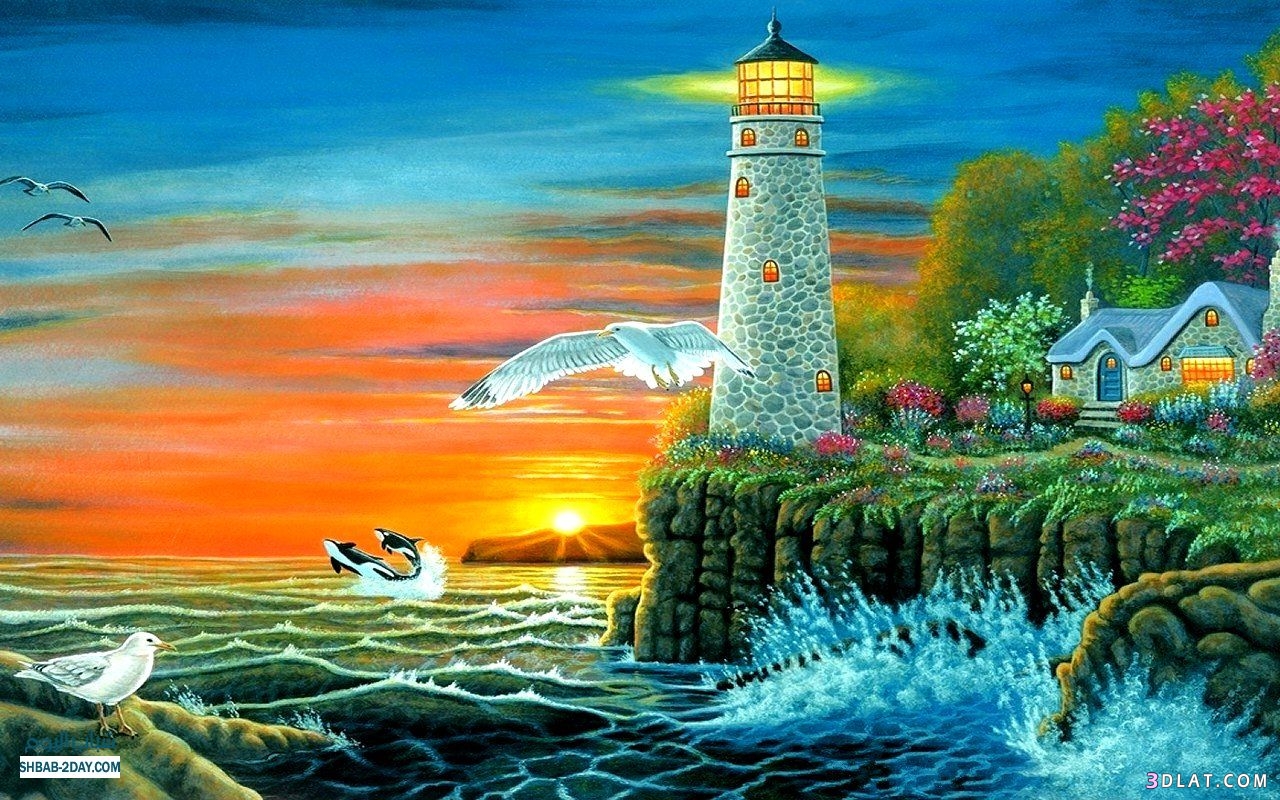صور مناظر طبيعية مرسومة 2025 , لوحات طبيعية بالألوان الزيتية غاية في الروعة