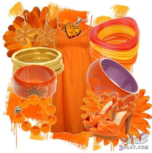 كوليكشن صيفى ازياء باللون البرتقالى ملابس رائعة