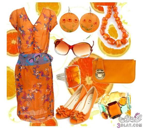 كوليكشن صيفى ازياء باللون البرتقالى ملابس رائعة