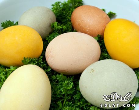 تلوين بيض شم النسيم بالوان طبيعيه بيض ملون روعه