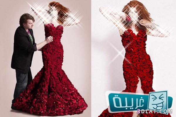فستان مصنوع من 1,700 وردة حمراء بمناسبة الفالنتين
