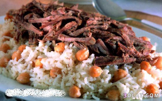 أرز بالحمص مع اللحم