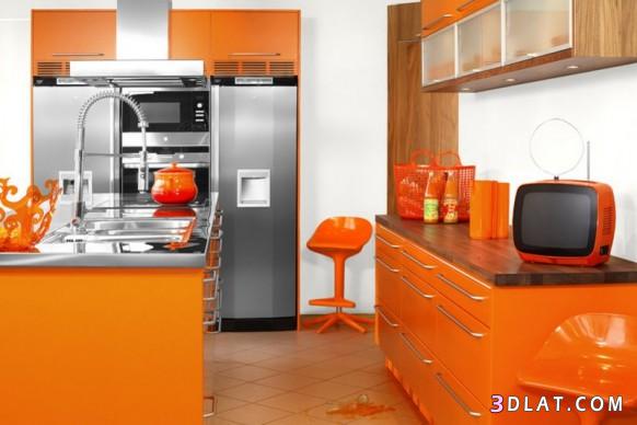 اضيفى اللون البرتقالى لتصميم مطبخك