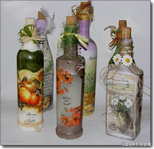 ♥♥أفكار جديدة لتزيين الزجاجات الفارغة♥♥♥