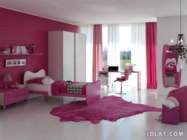 غرف للبنات باللون الوردي