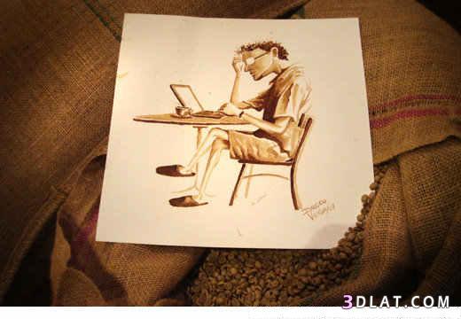 الرسم بالقهوه بدل الحبر