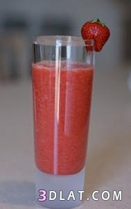 عصير كوكتيل البطيخ والفراولة - عصير منعش وجميل