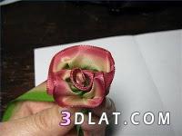 طريقة صنع وردة من شريط ستان او دانتيل