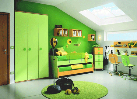 ديكورات غرف نوم أطفال باللون الأخضر ، غرف نوم أطفال باللون ألاخضر،ديكورات أطفال