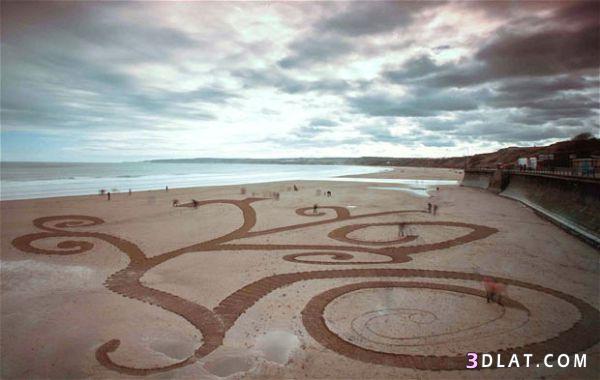 فن الرسم على الشواطئ - رسومات على الشاطئ الرملى