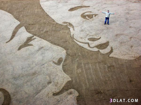 فن الرسم على الشواطئ - رسومات على الشاطئ الرملى