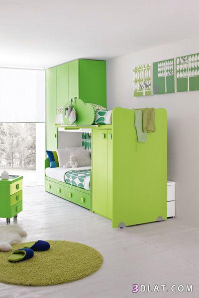 غرف نوم للاطفال بالون الاخضر  ديكورات غرف نوم خضراء