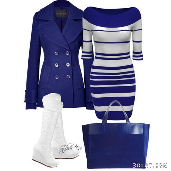 كولكشن ملابس شتاء 2024 باللون الأزرق ، Blue Winter 2024 Outfits