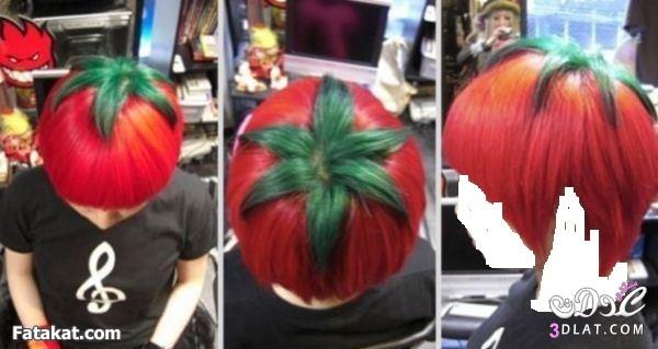 يابانية تصبغ شعرها على شكل طماطم
