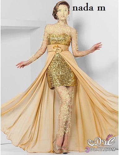 فساتين خطوبة باللون الذهبى Engagement dresses with gold color فساتين خطوبة جنان