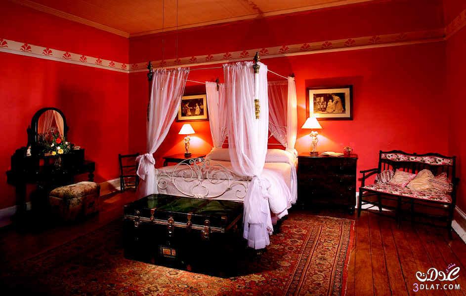 ديكورات غرف نوم باللون الأحمر 2024 -ديكورات غرف نوم رومانسية ـاحدث غرف نوم بال