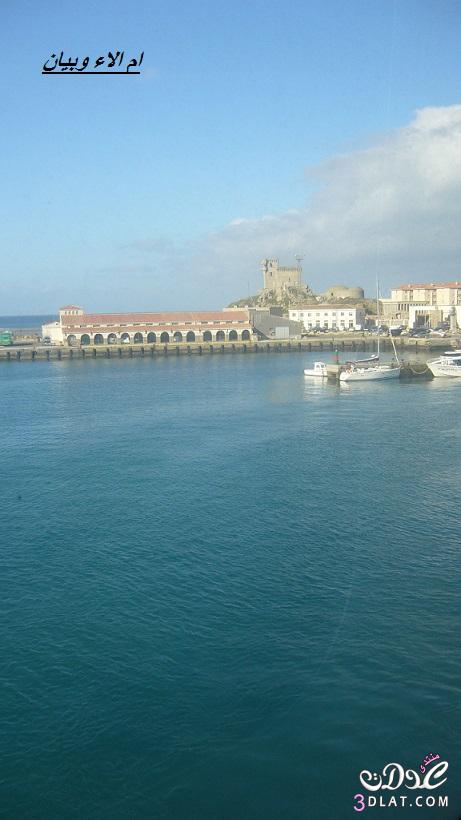 صور ماخودة من الباخرة لميناء طريفة الاسباني من تصويري,صور من على متن الباخرة