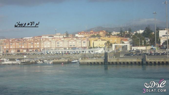 صور ماخودة من الباخرة لميناء طريفة الاسباني من تصويري,صور من على متن الباخرة