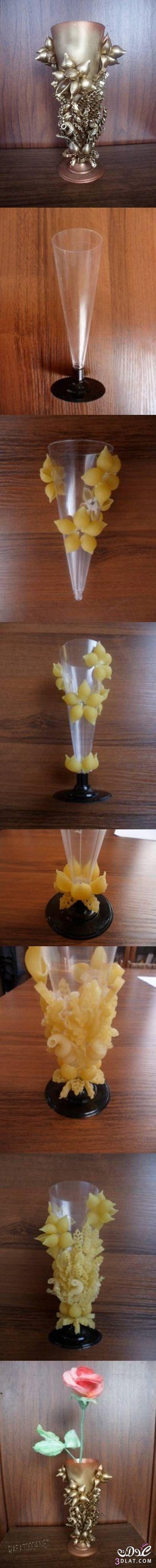 Pasta Decorated Vase  بالخطوات والصور طريقة عمل مزهرية