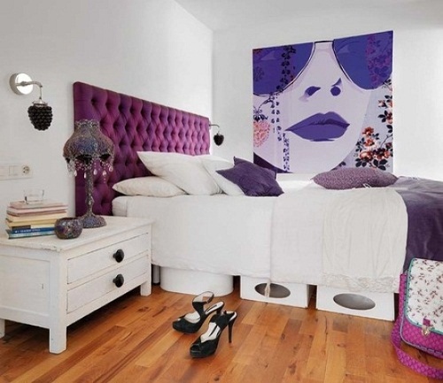 غرفة نوم عصرية باللون الموف