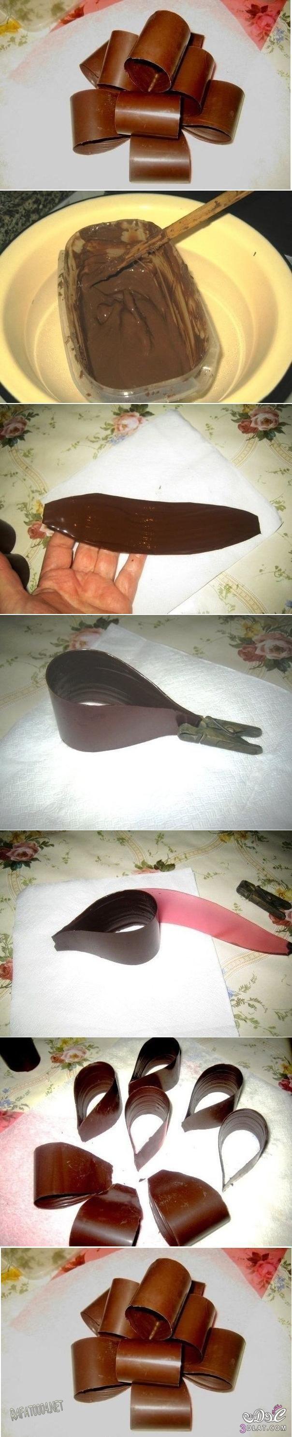 طريقة عمل وردة الشوكولاته لتزيين الكيك