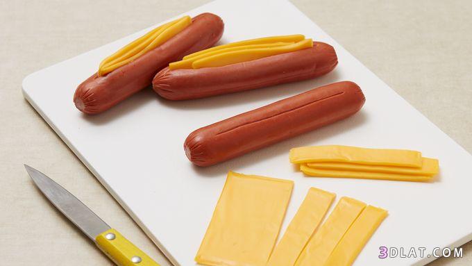 طريقة عمل كرواسون بالسجق والجبن بالصور, كيفية تحضير كرواسون بالنقانق والجبن