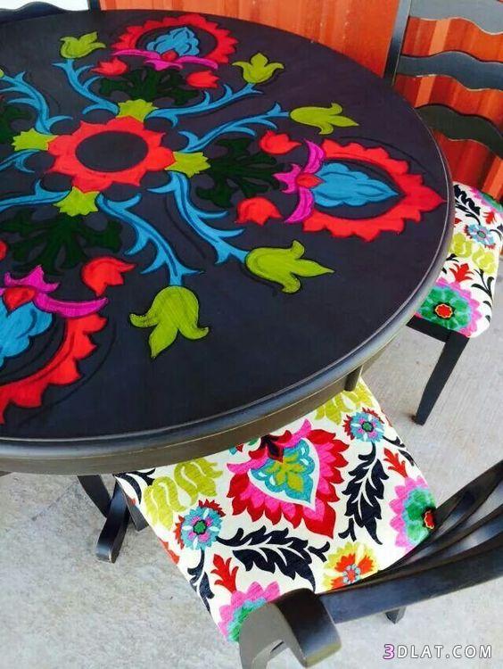 طاولات حديثة بالوان واشكال مزخرفة, اجمل تربيزات مزخرفة وملونة