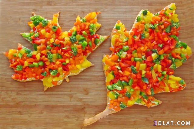 بيتزا أوراق الخريف بالخضار ، طريقه تحضير بيتزا أوراق الخريف للاطفال