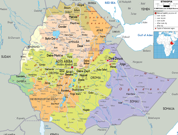 لُغات إثيوبيا اللّغات الرسميّة والرئيسية في اثيوبيا،السُكّان والأعراق في أث