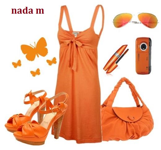 كولكشن ازياء باللون الاورنج ملابس صيفية باللون البرتقالى بالاكسسوارات