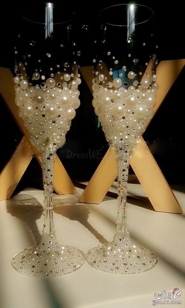 كاسات كريستال للافراح,كاسات شربات للزفاف 2024,كاسات تقديم المشروبات للعروسين