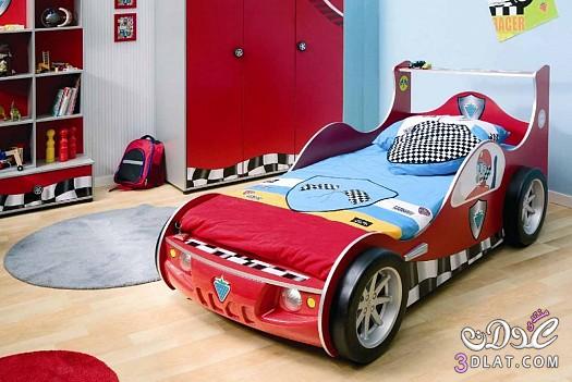 غرف نوم أولاد سيارات , غرفة نوم أولاد سيارة بسيطة بالأحمر  ,غرفة نوم أولاد سيارة