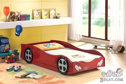 غرف نوم أولاد سيارات , غرفة نوم أولاد سيارة بسيطة بالأحمر  ,غرفة نوم أولاد سيارة
