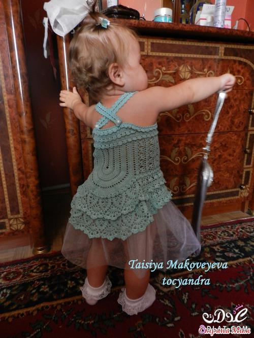 صدر فستان لطفلة بالكروشية والخطوات بالصور والباترون