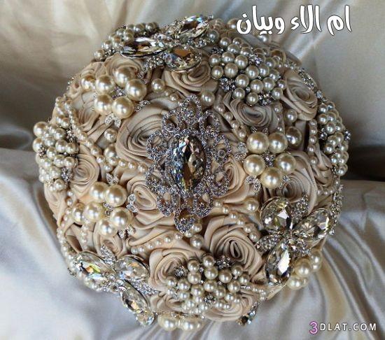 بوكيهات ورد العروس مرصعة بالمجوهرات,احلى ماسكات ورد مرصعة بالمجوهرات لعروس 2024-