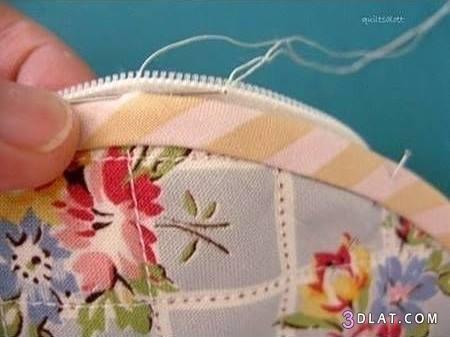 طريقة عمل شنطة مكياج بالقماش يدوية,اشغال يدوية سهلة,محفظة قماش