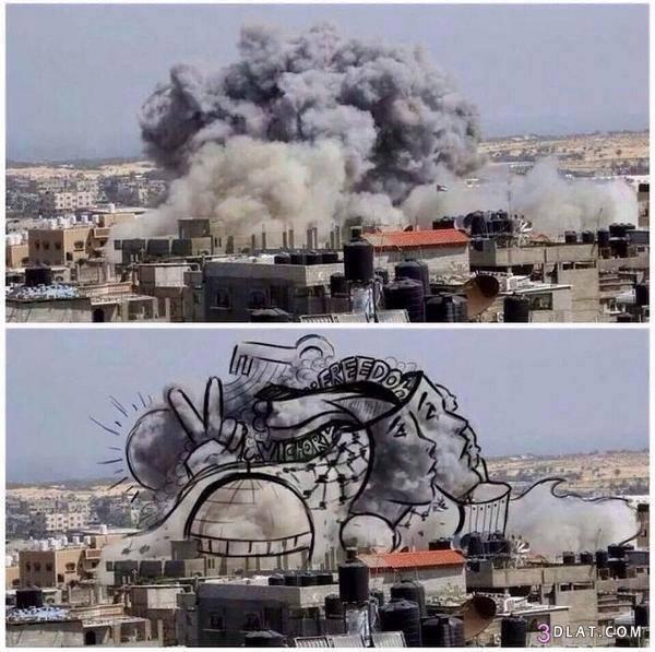 لوحات فنية من القصف على فلسطين