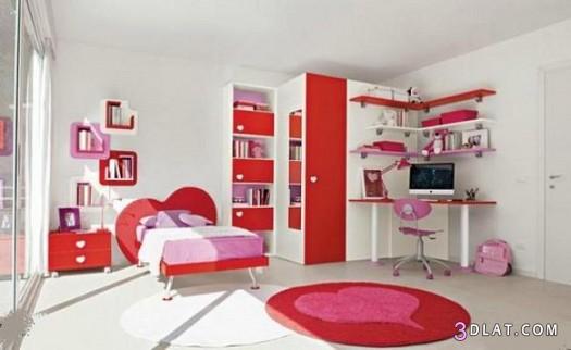 غرف نوم بنات باللون الأحمر ,احدث ديكورات عالمية 2024,ديكورات غرف نوم مودرن جديدة