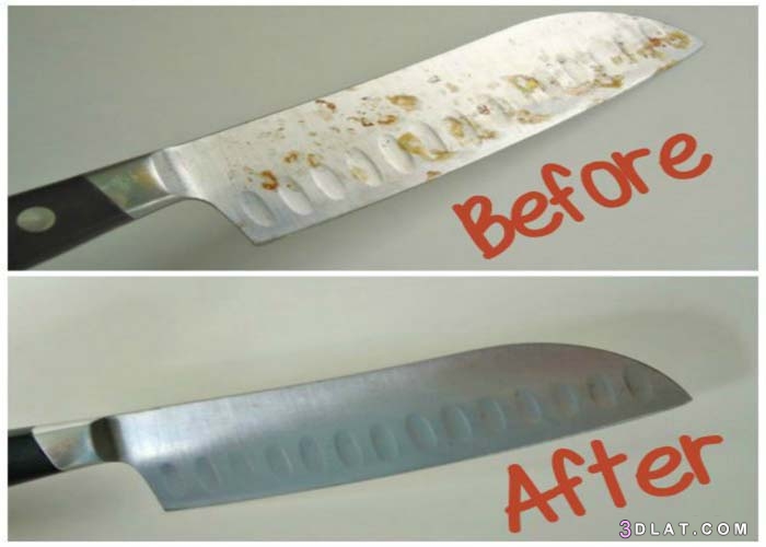 طريقة التخلص من الصدأ عن السكين، طريقة تنظيف السكين من الصدأ.