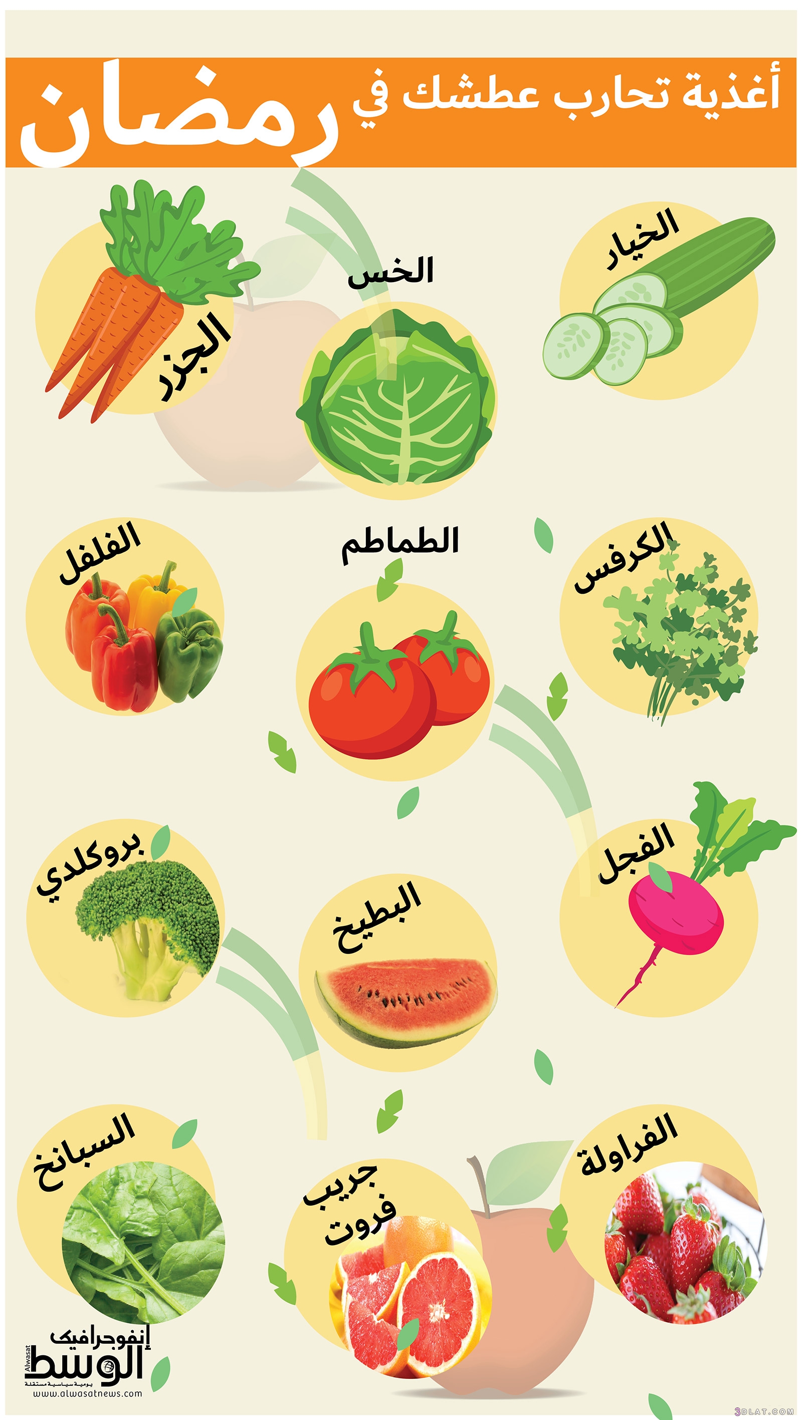أغذية تحارب العطش في رمضان،انفوجرافيك | أغذية تحارب عطشك في رمضان