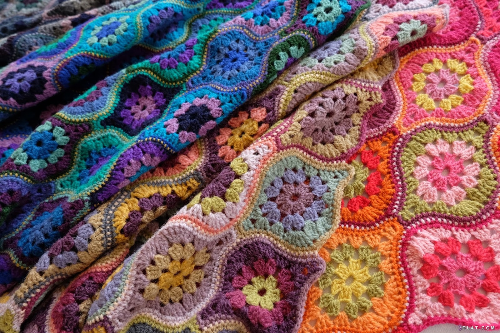 بطانية كروشية فارسي.persian crochetبالصور,باترون بطانية مزخرفة بالوان مبهجة