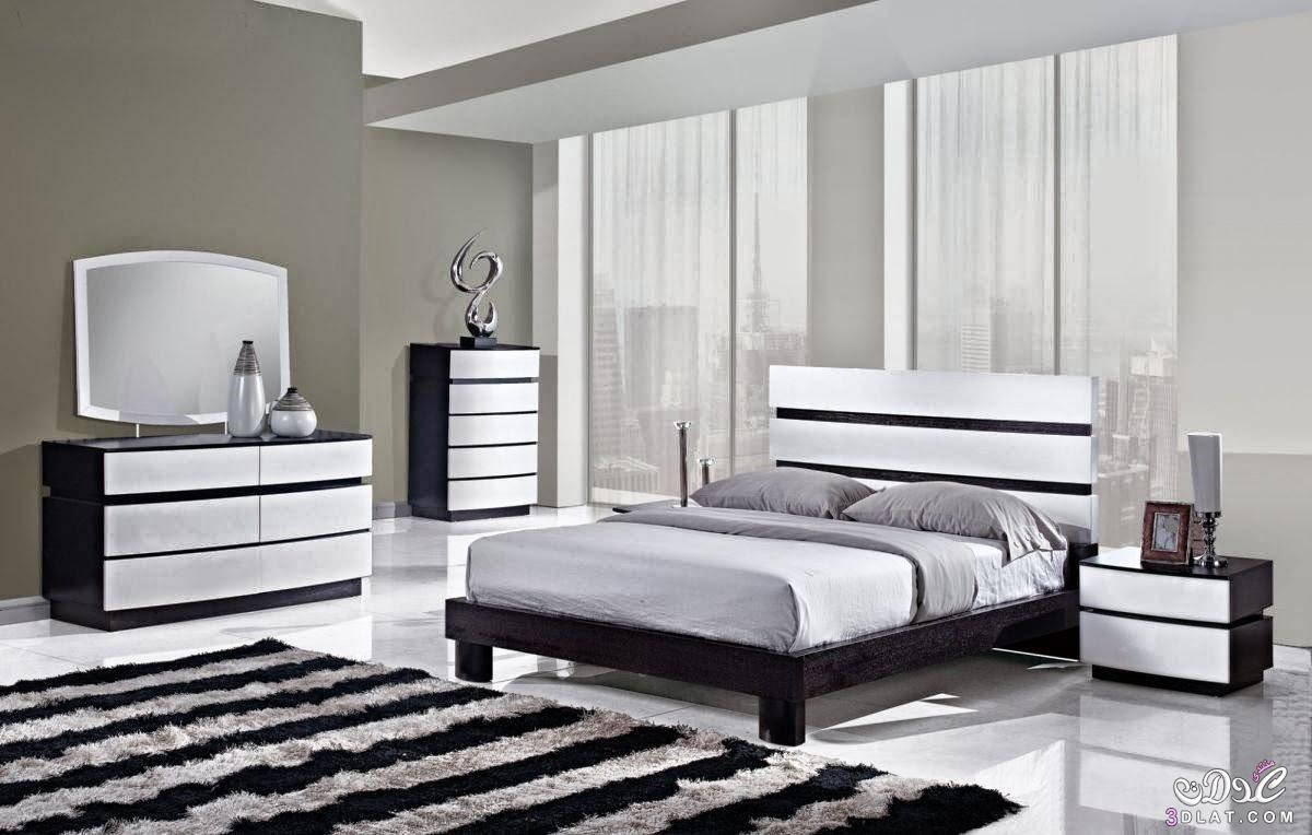 غرف نوم اسود وابيض ورمادي