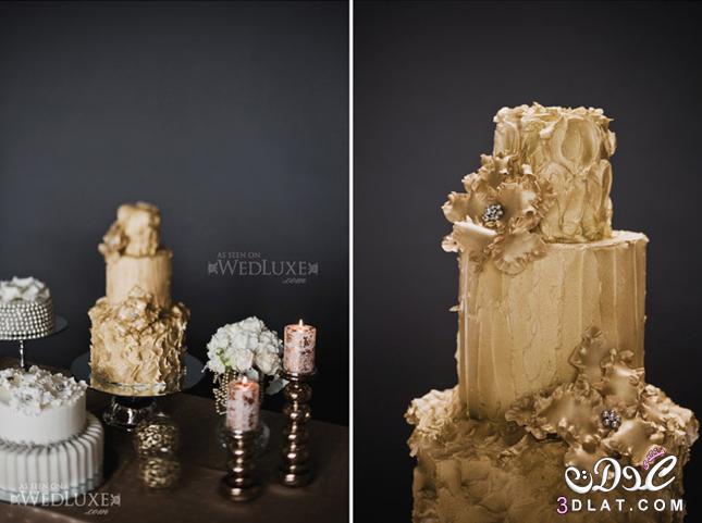 تورتات للزفاف 2024 كيكات يزينها اللون الذهبي wedding cake 2024 اشيك صور تورتات روعة