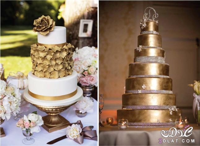 تورتات للزفاف 2024 كيكات يزينها اللون الذهبي wedding cake 2024 اشيك صور تورتات روعة