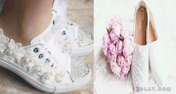 أحذية سنيكرز بيضاء مرصعة تتماشى مع العروس البسيطة، أحذية الباليرينا الخلابة
