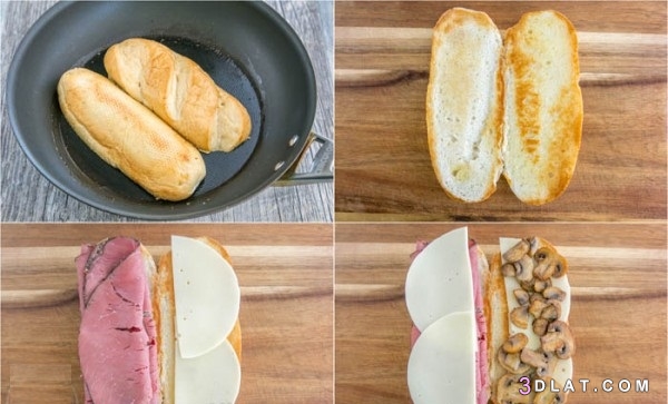ساندوتش البسطرمة على الطريقة الفرنسية بالصور ، طريقه تحضير ساندوتش البسطرم