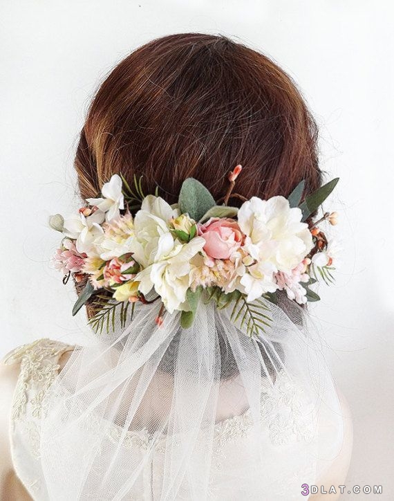 اكسسوارات معدنية زهور لعروس ٢٠١٩، مجموعة من الزهور الطبيعية لتزيين راس العر