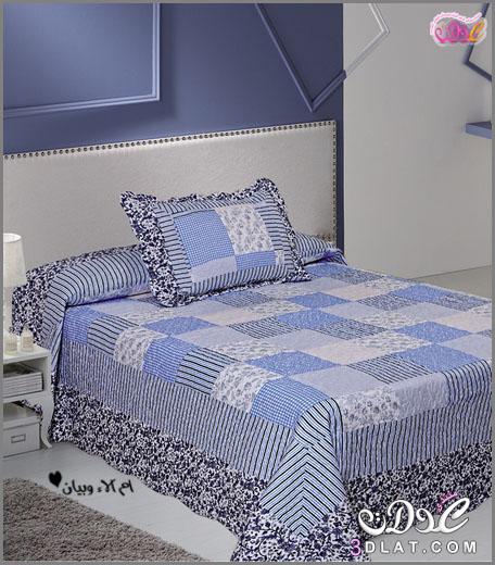 مفاررش سرير رائعة باللون الازرق بتدرجاته,لمحبات الازرق اليكن هذه المفارش الرائعة لاسر