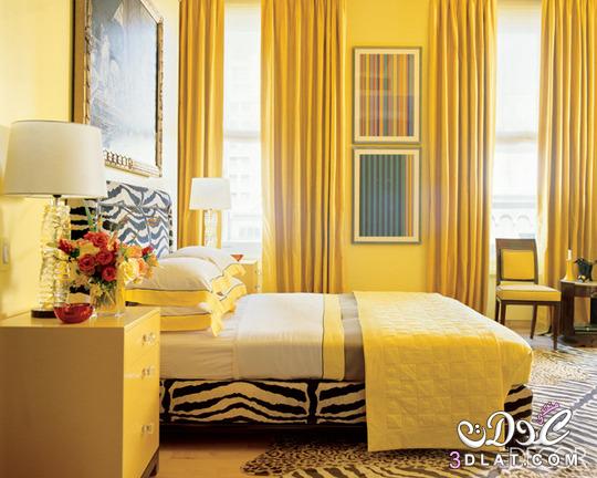 غرف نوم باللون الاصفر2024 غرف نوم راقية ومريحة